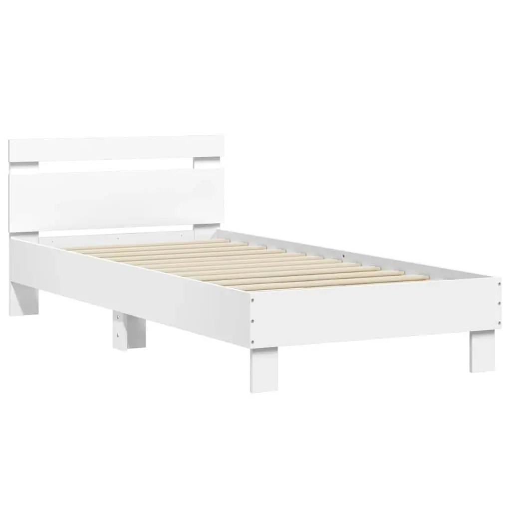 Bed Frame with Headboard and LED Lights White 90x190 cm 838743