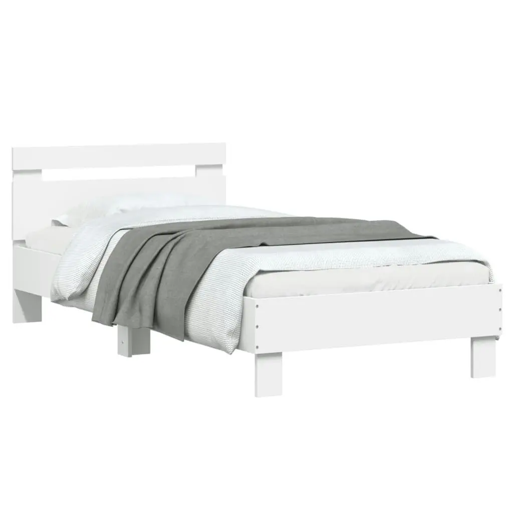 Bed Frame with Headboard and LED Lights White 90x190 cm 838743