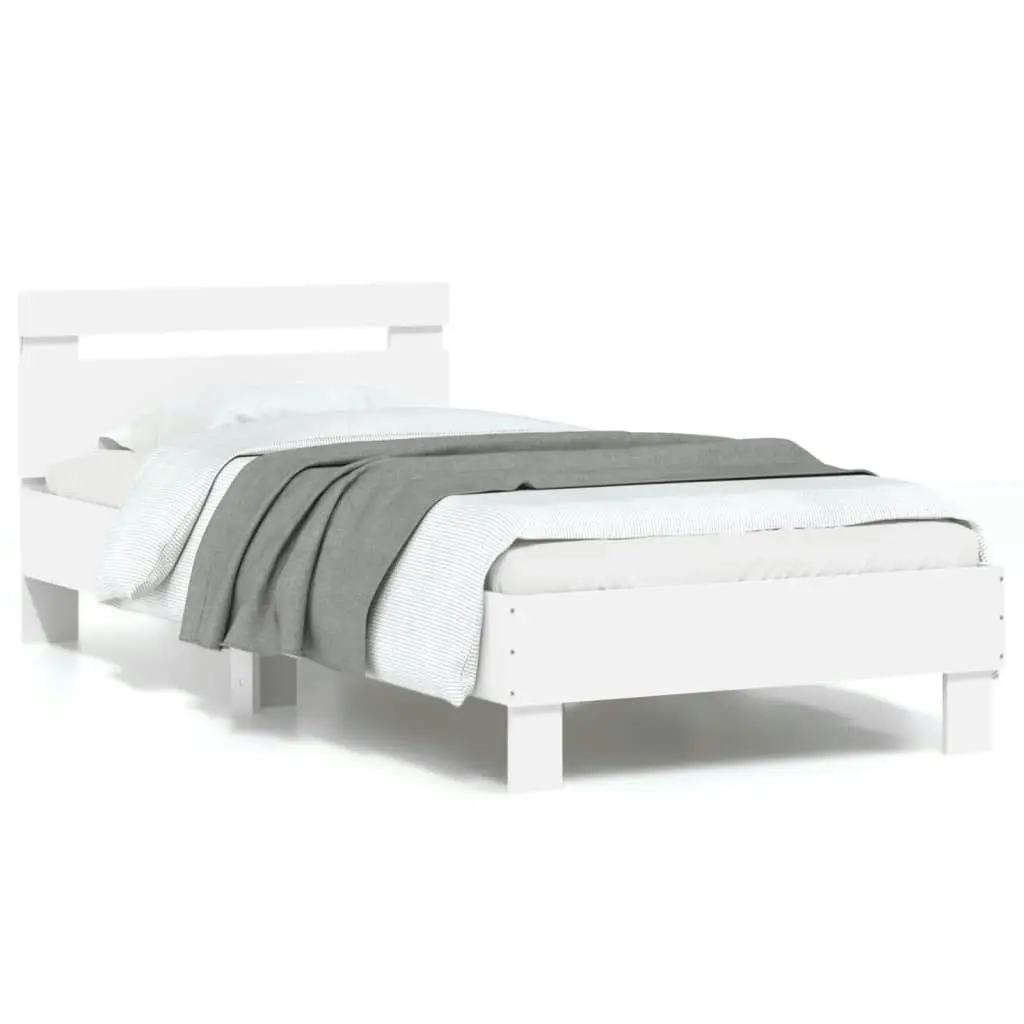 Bed Frame with Headboard and LED Lights White 90x190 cm 838743