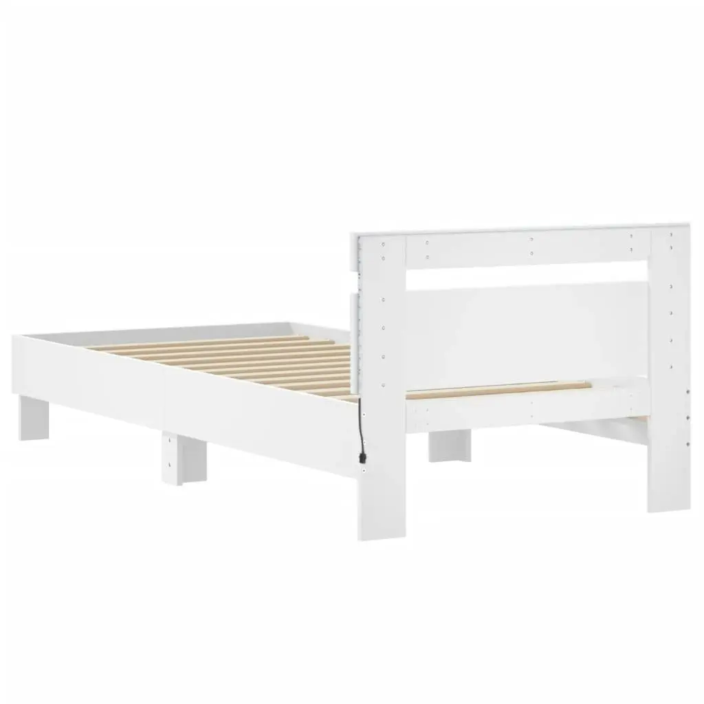 Bed Frame with Headboard and LED Lights White 90x190 cm 838743