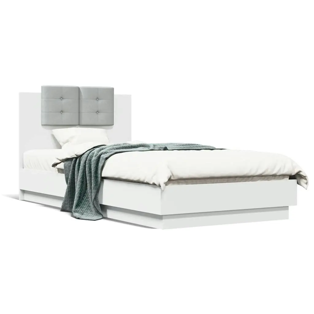 Bed Frame with Headboard and LED Lights White 90x190 cm 3210059