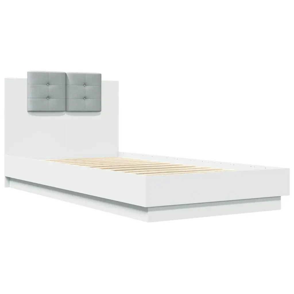 Bed Frame with Headboard and LED Lights White 90x190 cm 3210059