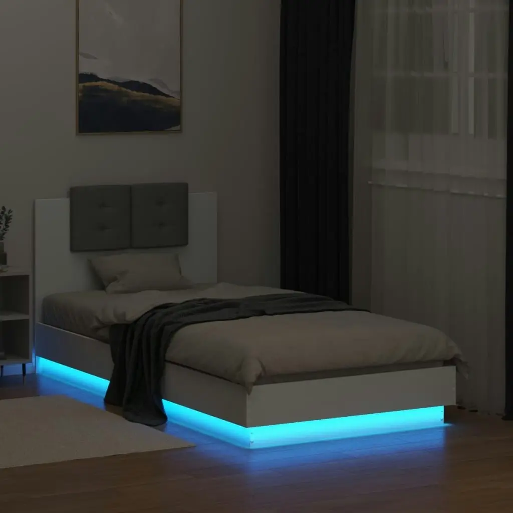 Bed Frame with Headboard and LED Lights White 90x190 cm 3210059