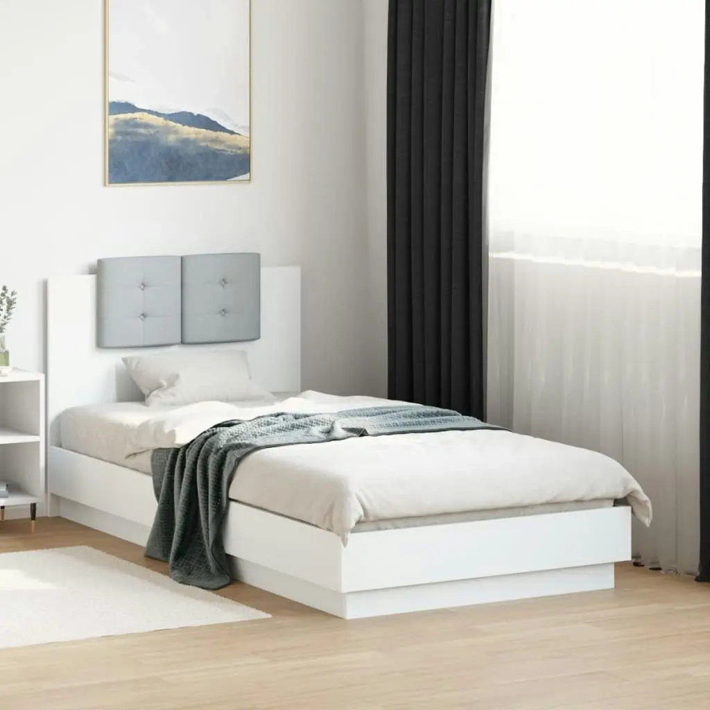 Bed Frame with Headboard and LED Lights White 90x190 cm 3210059