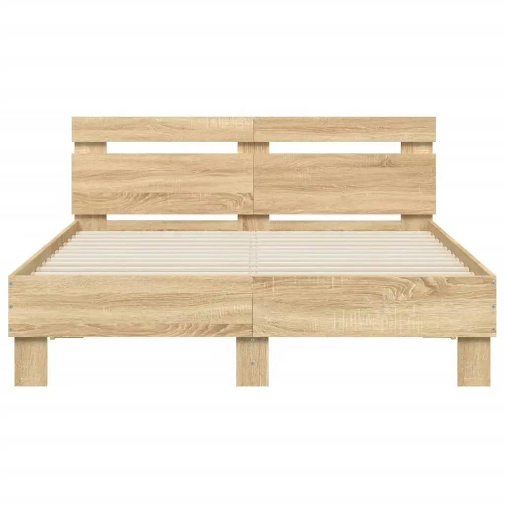 Bed Frame with Headboard and LED Sonoma Oak 135x190 cm 3207569