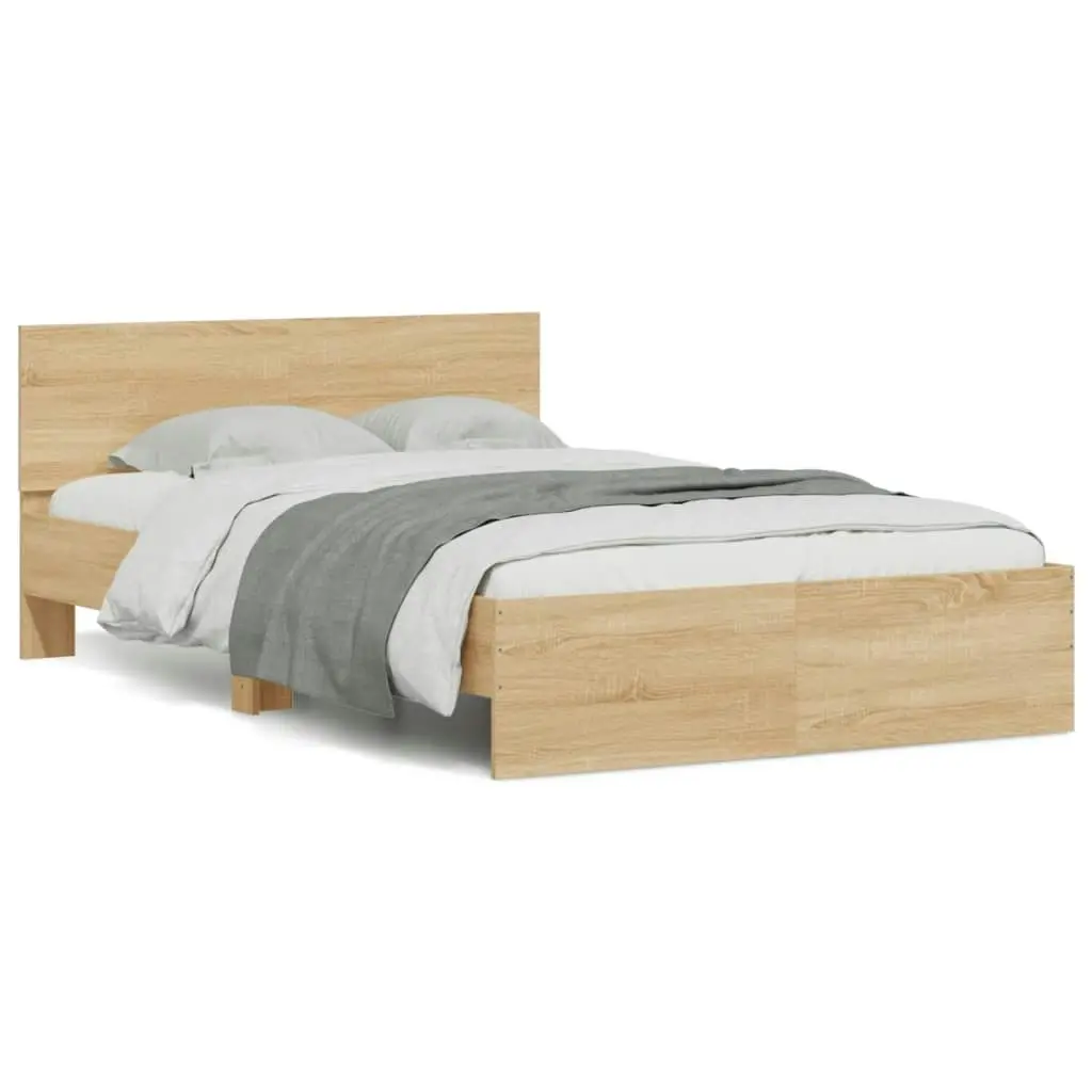 Bed Frame with LED without Mattress Sonoma Oak 135x190 cm 3207632