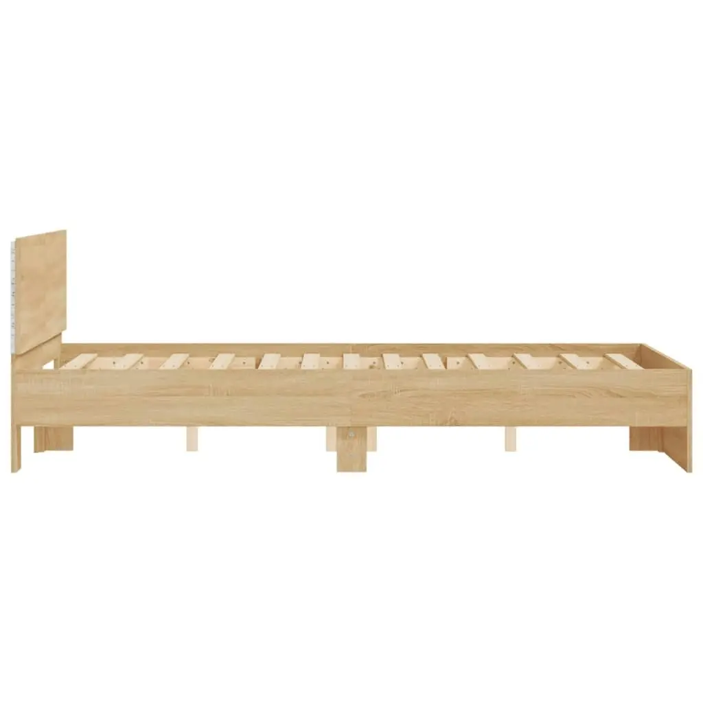 Bed Frame with LED without Mattress Sonoma Oak 135x190 cm 3207632