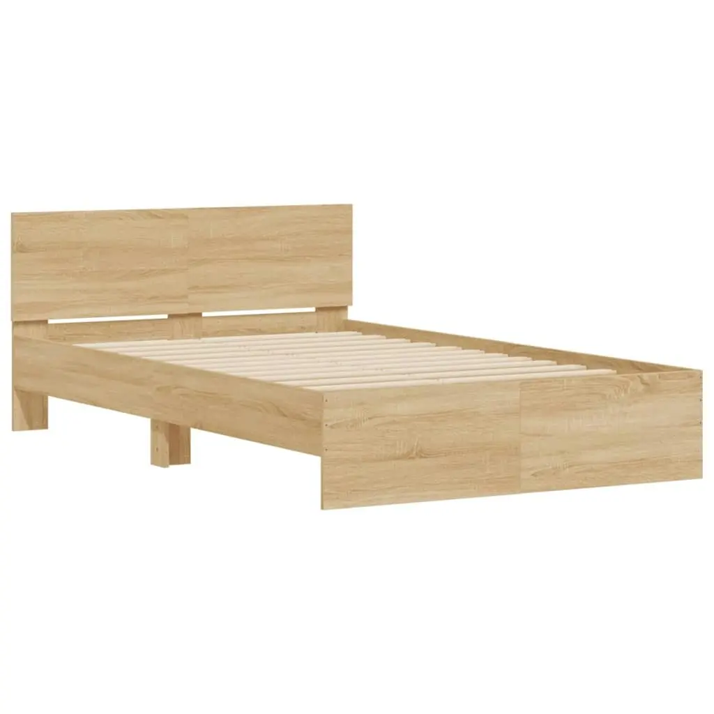 Bed Frame with LED without Mattress Sonoma Oak 135x190 cm 3207632