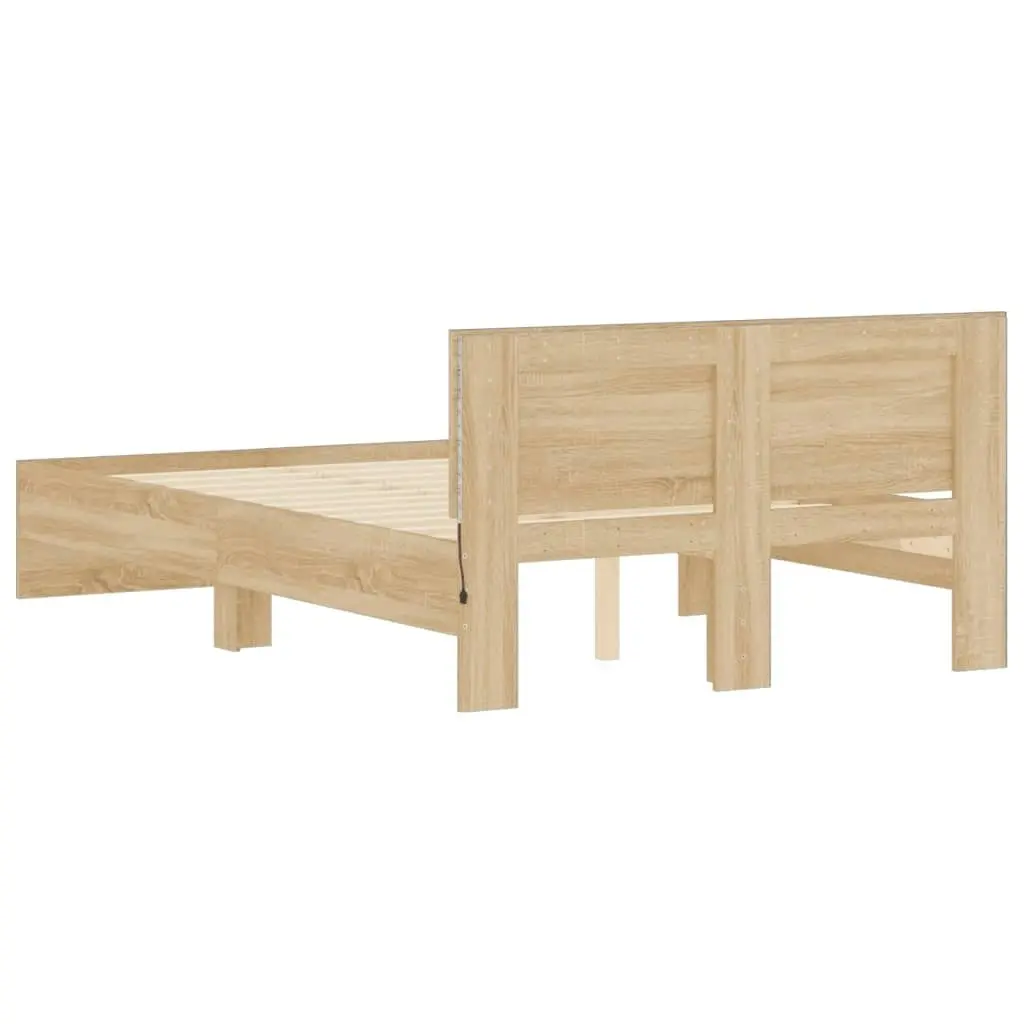 Bed Frame with Headboard and LED Sonoma Oak 135x190 cm 3207632