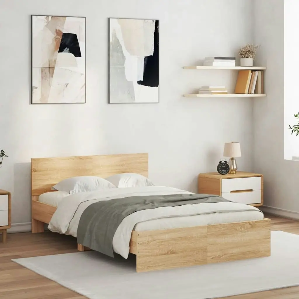 Bed Frame with LED without Mattress Sonoma Oak 135x190 cm 3207632