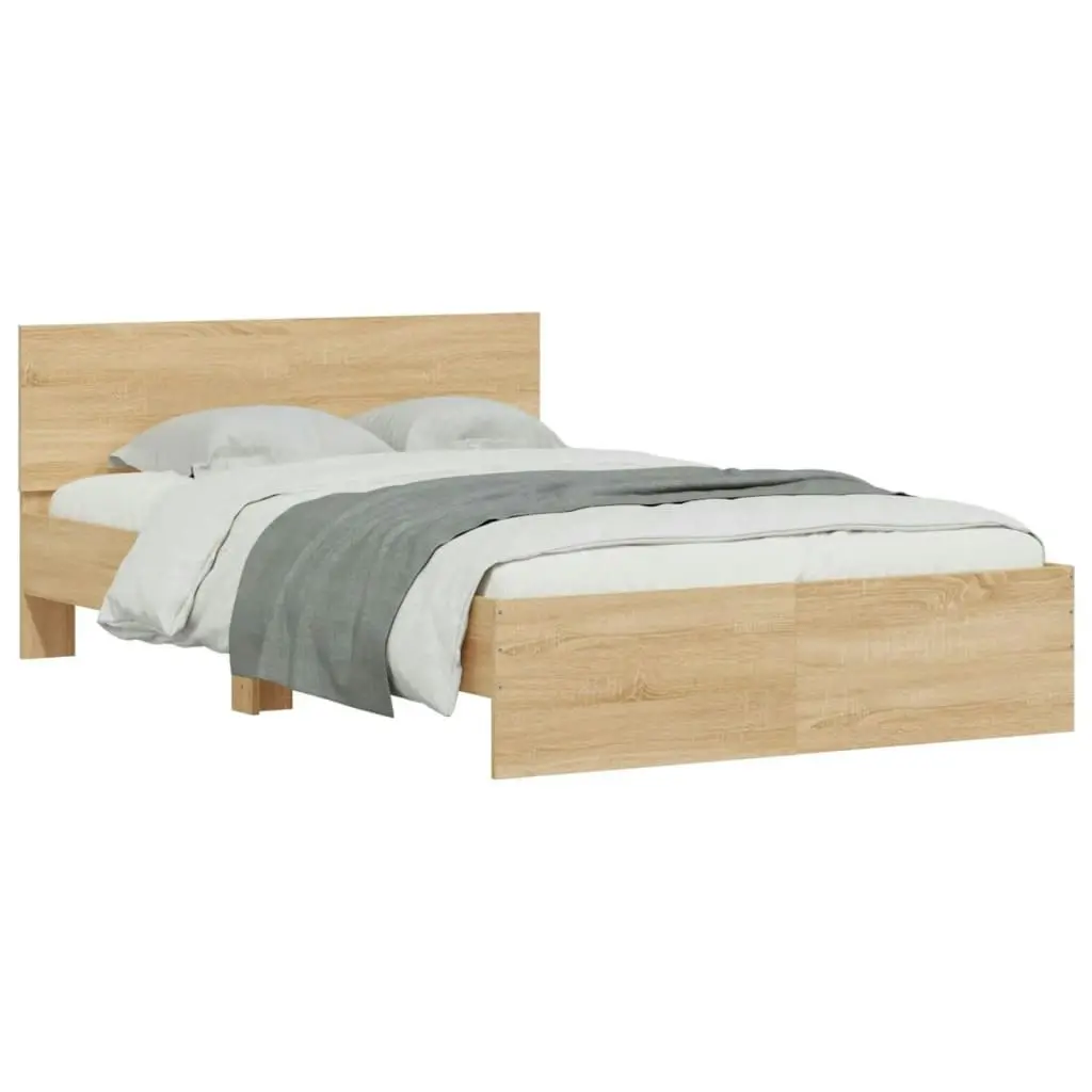 Bed Frame with Headboard and LED Sonoma Oak 135x190 cm 3207632