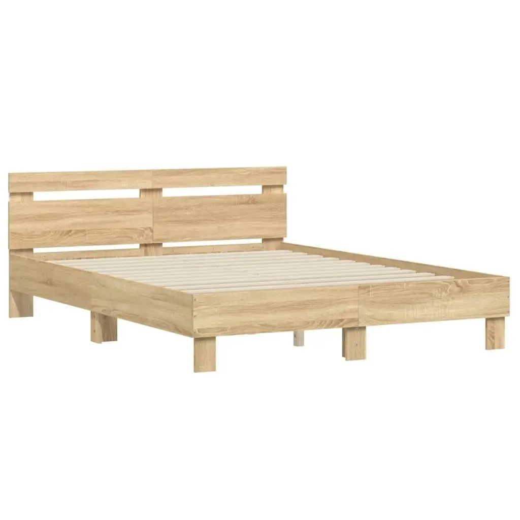 Bed Frame with LED without Mattress Sonoma Oak 150x200 cm 3207541