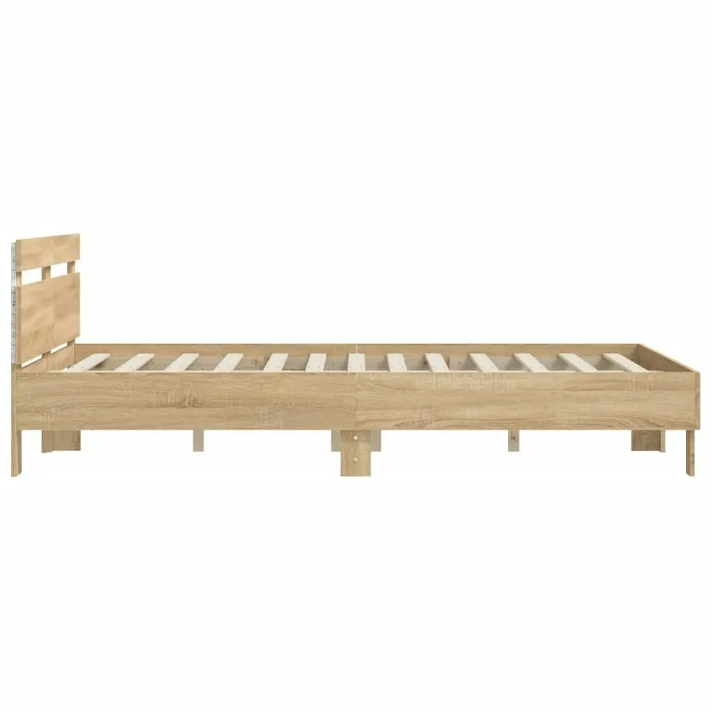 Bed Frame with Headboard and LED Sonoma Oak 150x200 cm 3207541