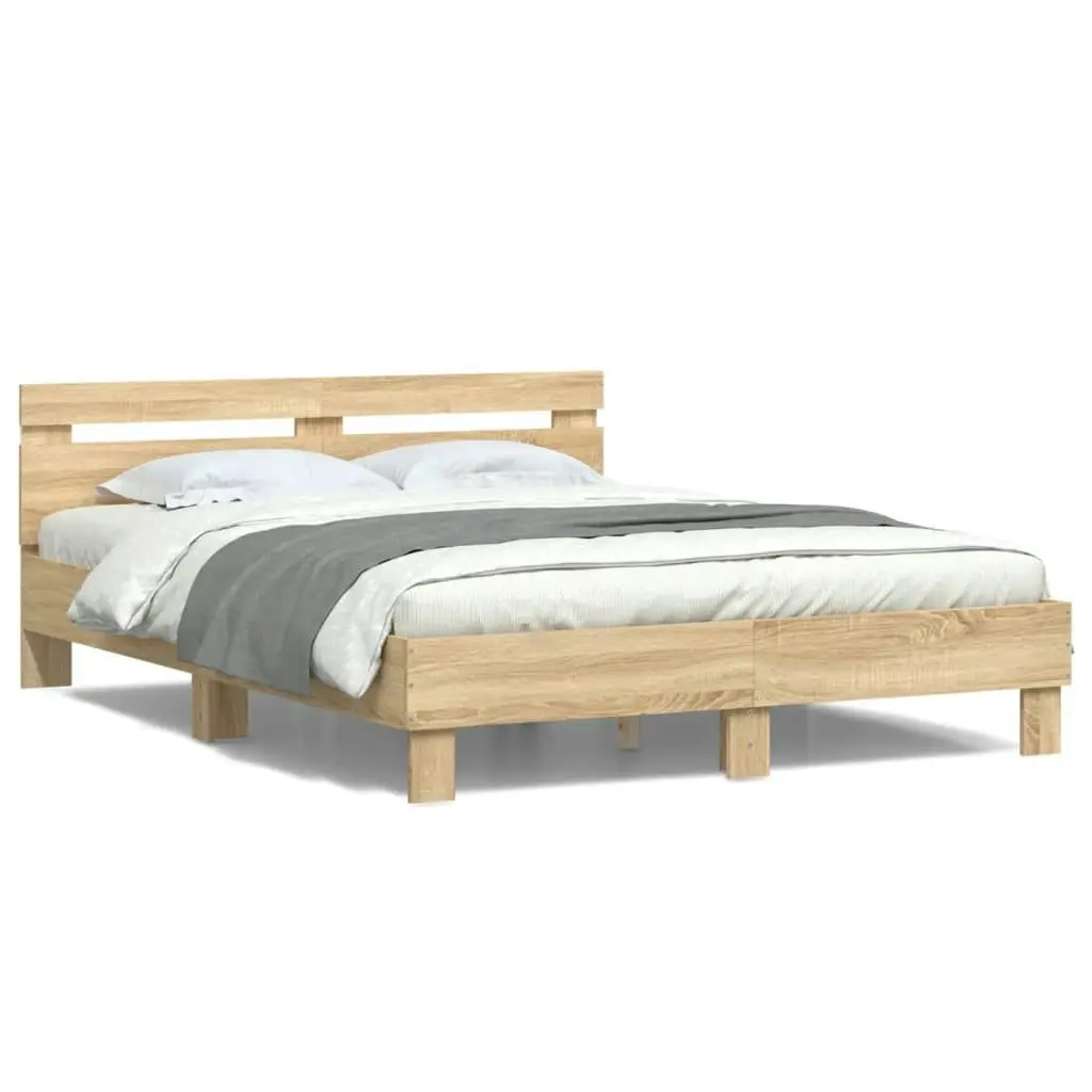 Bed Frame with LED without Mattress Sonoma Oak 150x200 cm 3207541