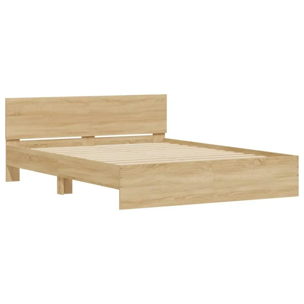 Bed Frame with Headboard and LED Sonoma Oak 150x200 cm 3207604