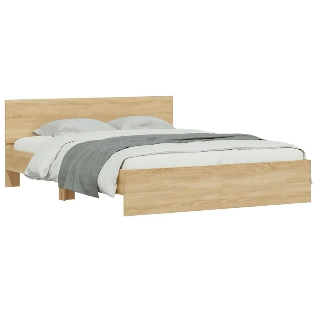 Bed Frame with LED without Mattress Sonoma Oak 150x200 cm 3207604