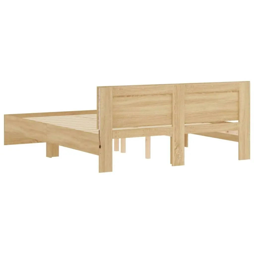 Bed Frame with Headboard and LED Sonoma Oak 150x200 cm 3207604