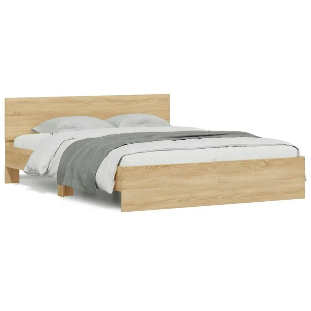 Bed Frame with LED without Mattress Sonoma Oak 150x200 cm 3207604