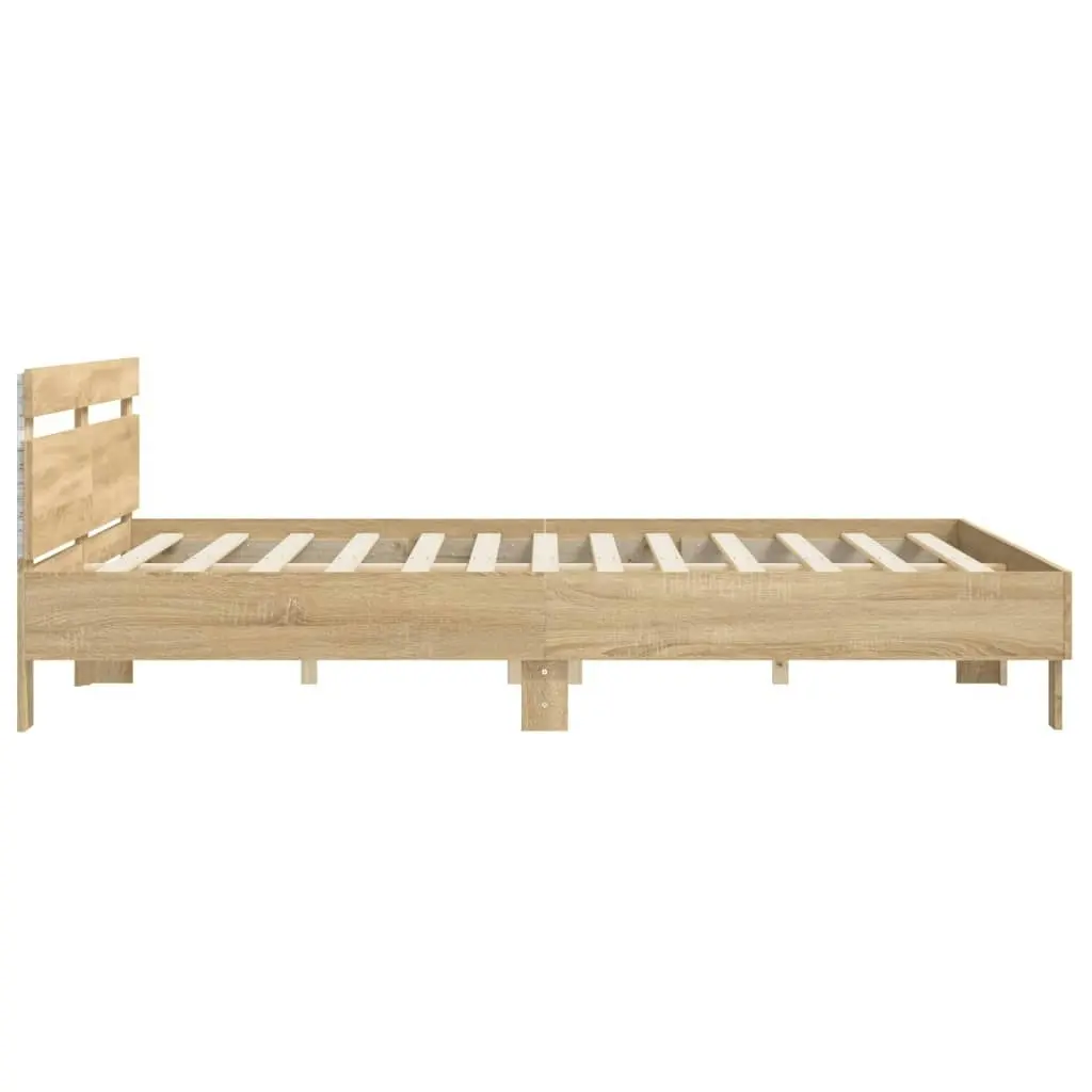 Bed Frame with Headboard and LED Sonoma Oak 183x203 cm King Size 3207527