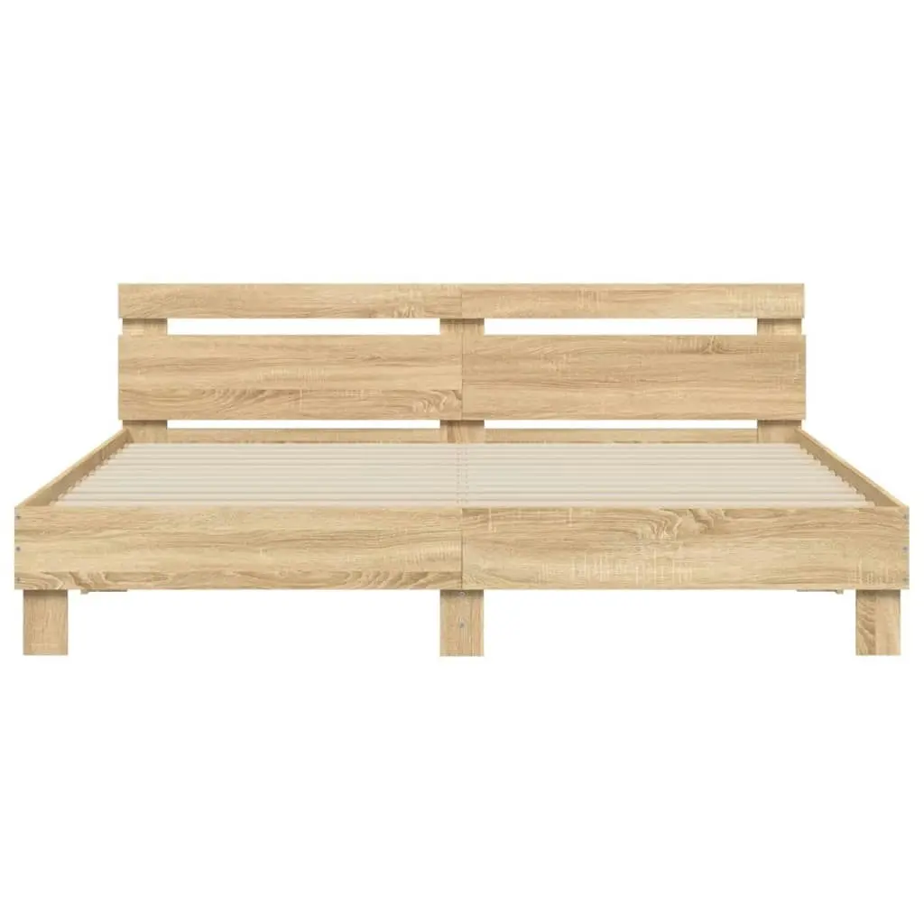 Bed Frame with Headboard and LED Sonoma Oak 183x203 cm King Size 3207527