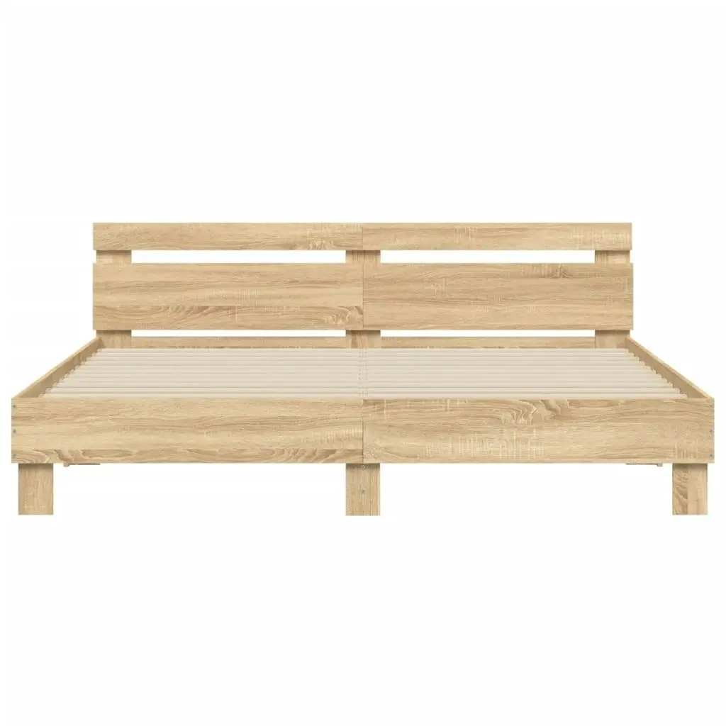 Bed Frame with LED without Mattress Sonoma Oak 183x203 cm King 3207527