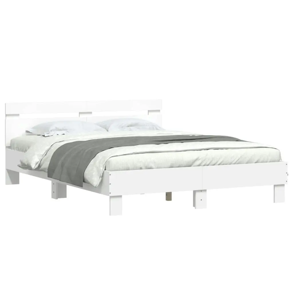 Bed Frame with Headboard and LED White 150x200 cm 3207539