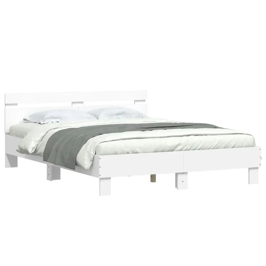 Bed Frame with LED without Mattress White 150x200 cm 3207539