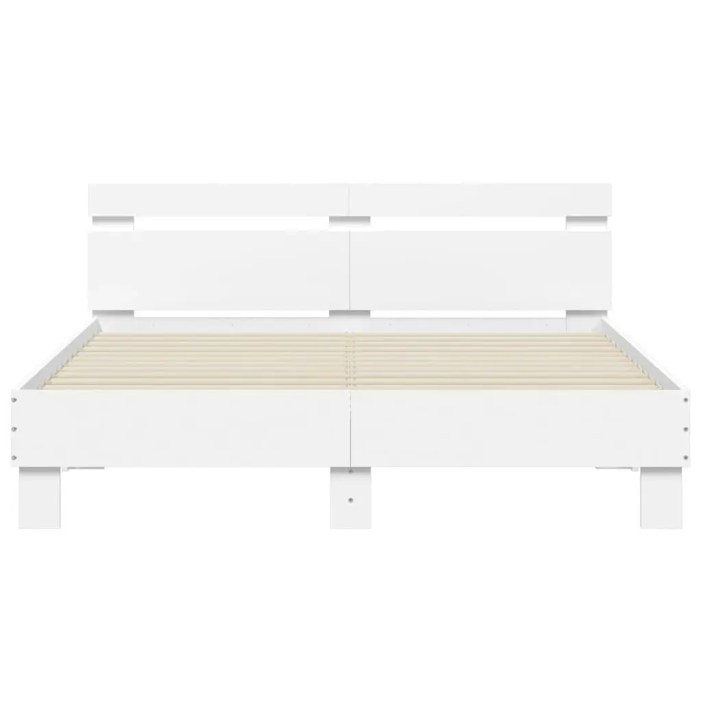 Bed Frame with LED without Mattress White 150x200 cm 3207539