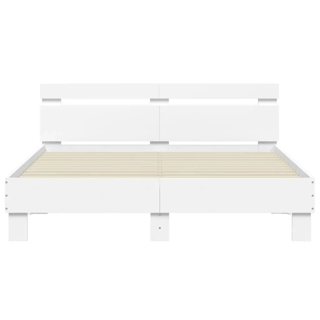 Bed Frame with Headboard and LED White 150x200 cm 3207539