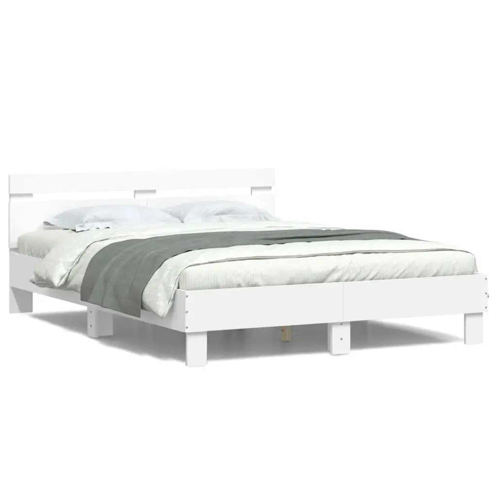 Bed Frame with Headboard and LED White 150x200 cm 3207539