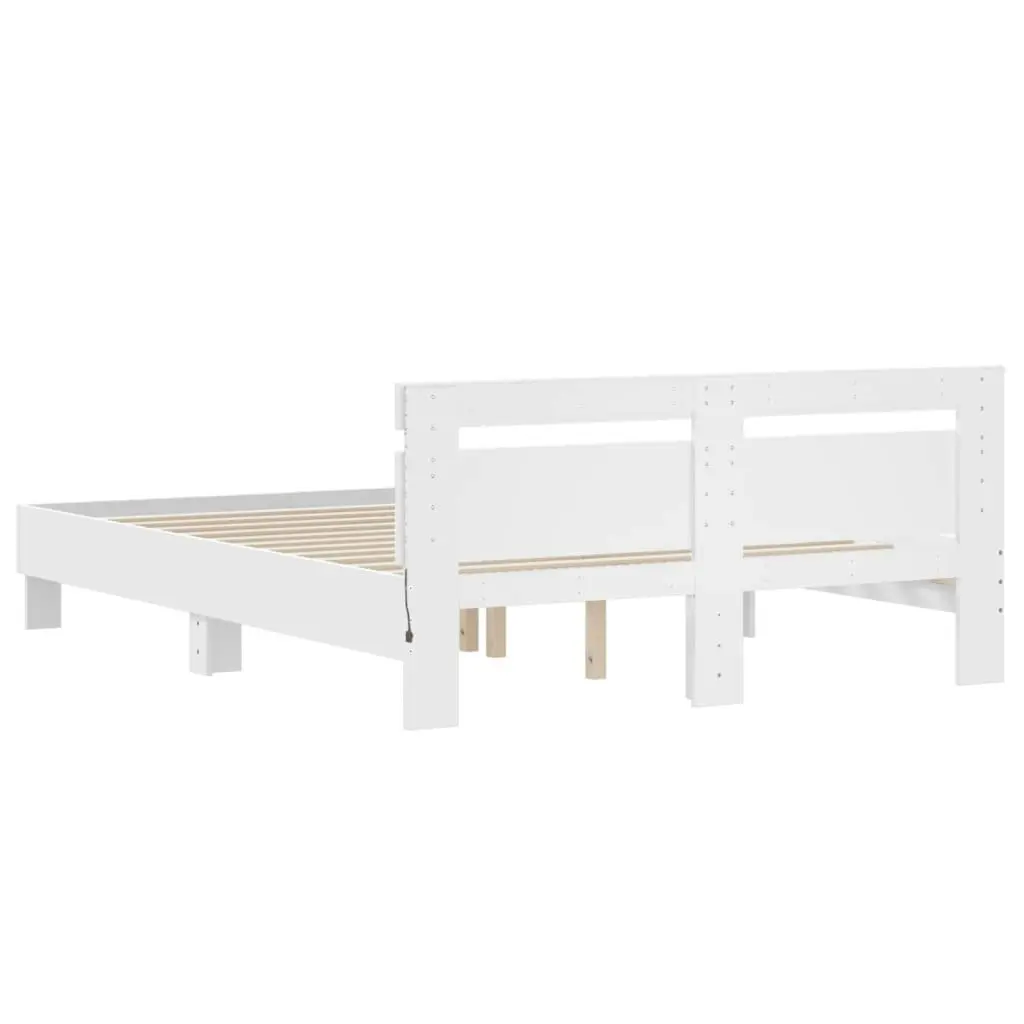 Bed Frame with Headboard and LED White 150x200 cm 3207539