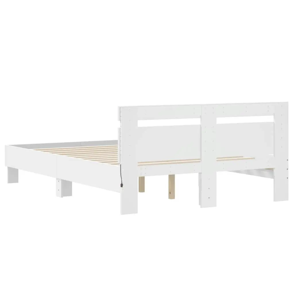 Bed Frame with Headboard and LED White 135x190 cm 3207567