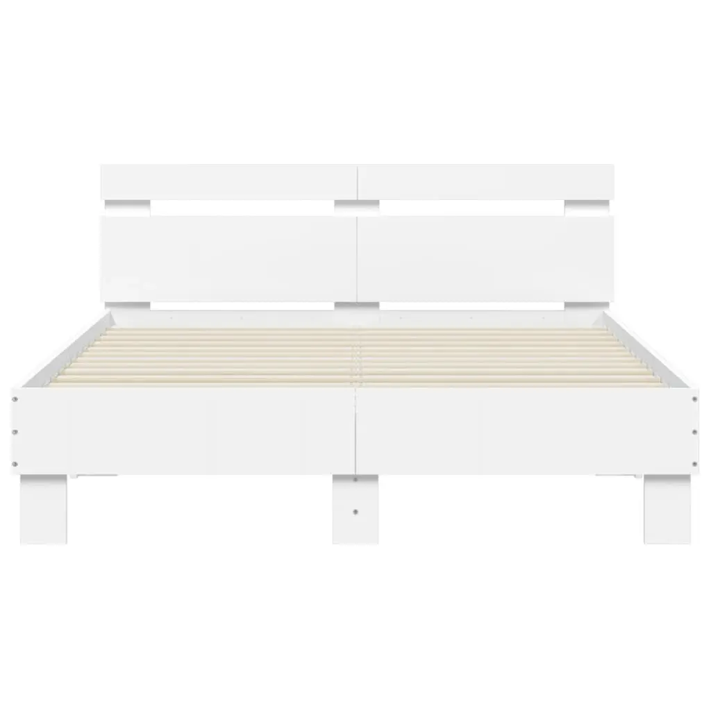 Bed Frame with Headboard and LED White 135x190 cm 3207567