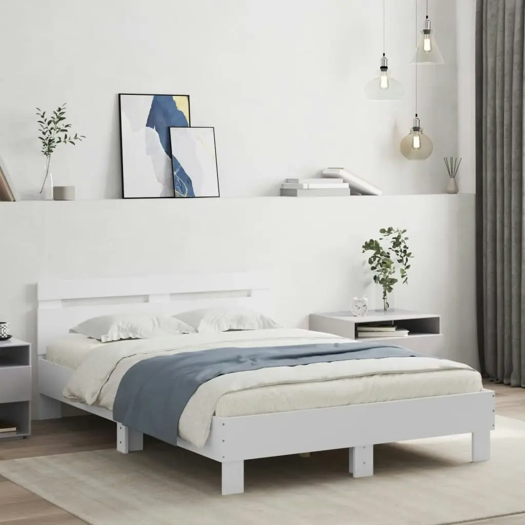 Bed Frame with Headboard and LED White 135x190 cm 3207567