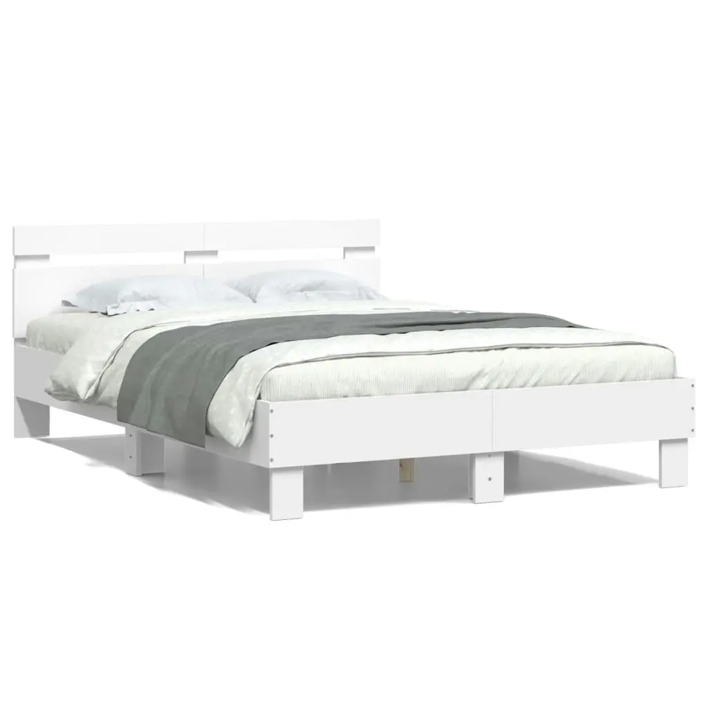 Bed Frame with Headboard and LED White 135x190 cm 3207567