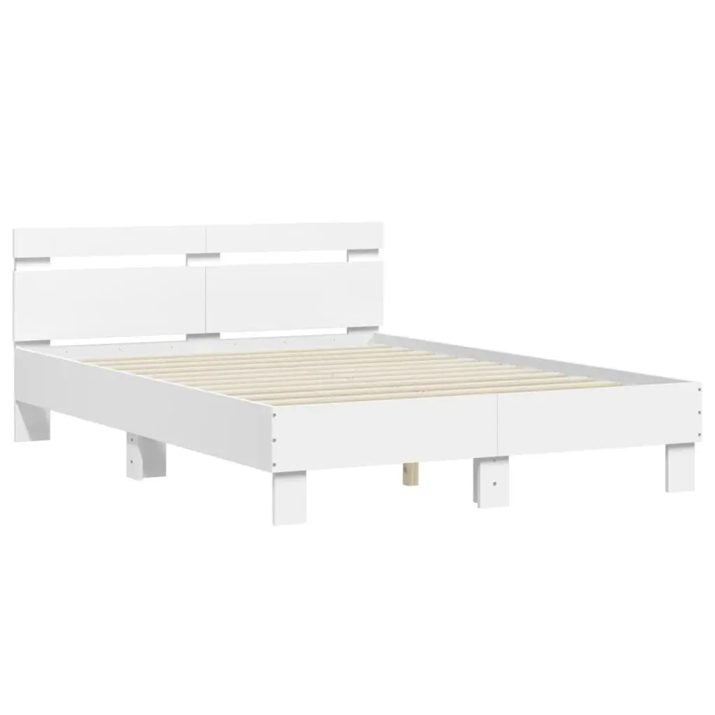 Bed Frame with Headboard and LED White 135x190 cm 3207567