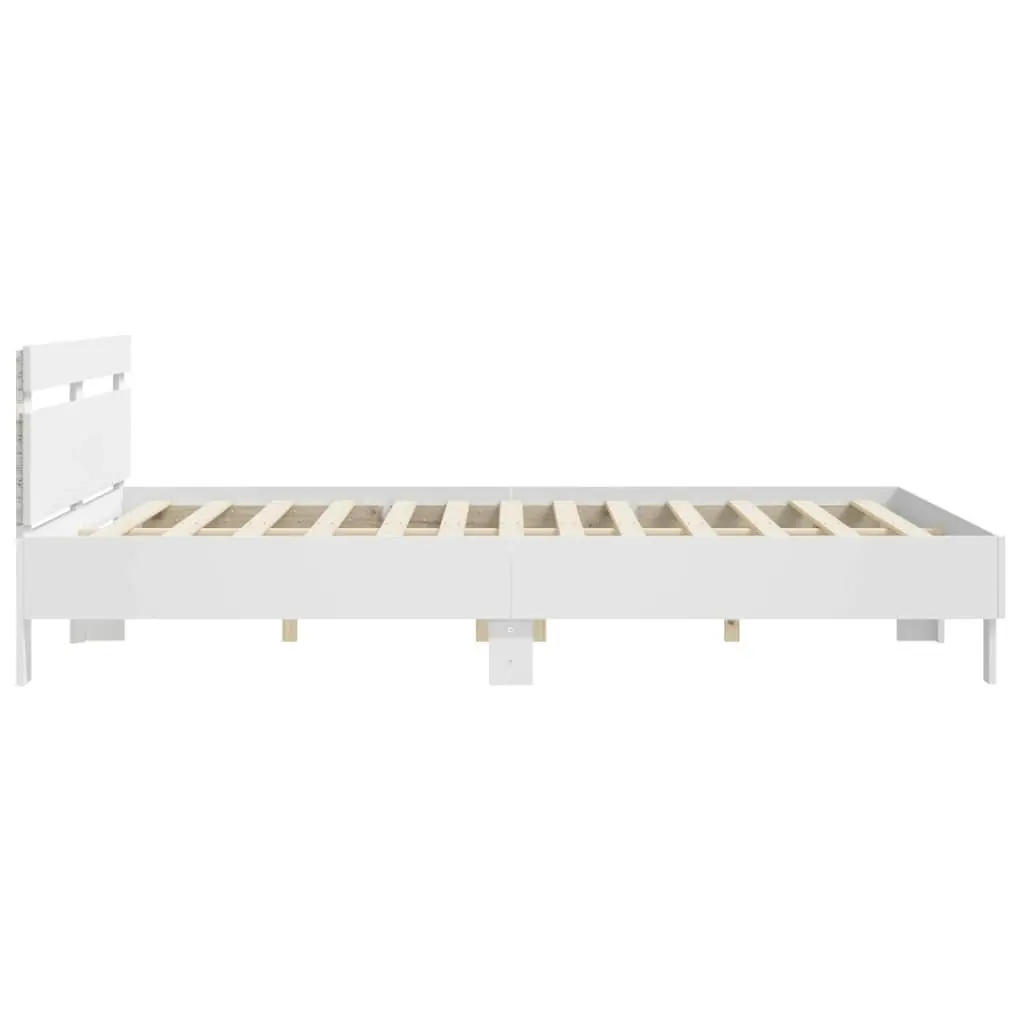 Bed Frame with Headboard and LED White 183x203 cm King Size 3207525