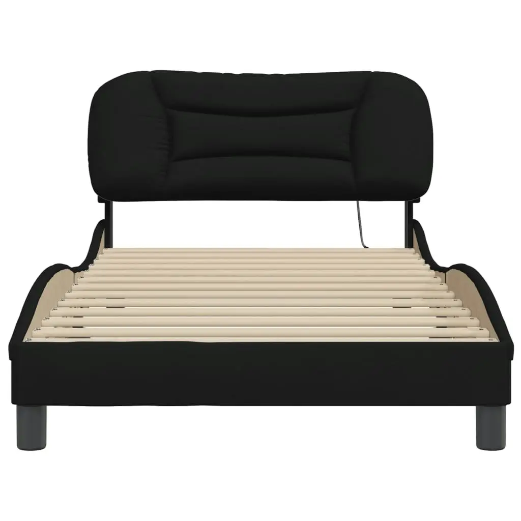 Bed Frame with Headboard Black 106x203 cm King Single Size Fabric 3208233