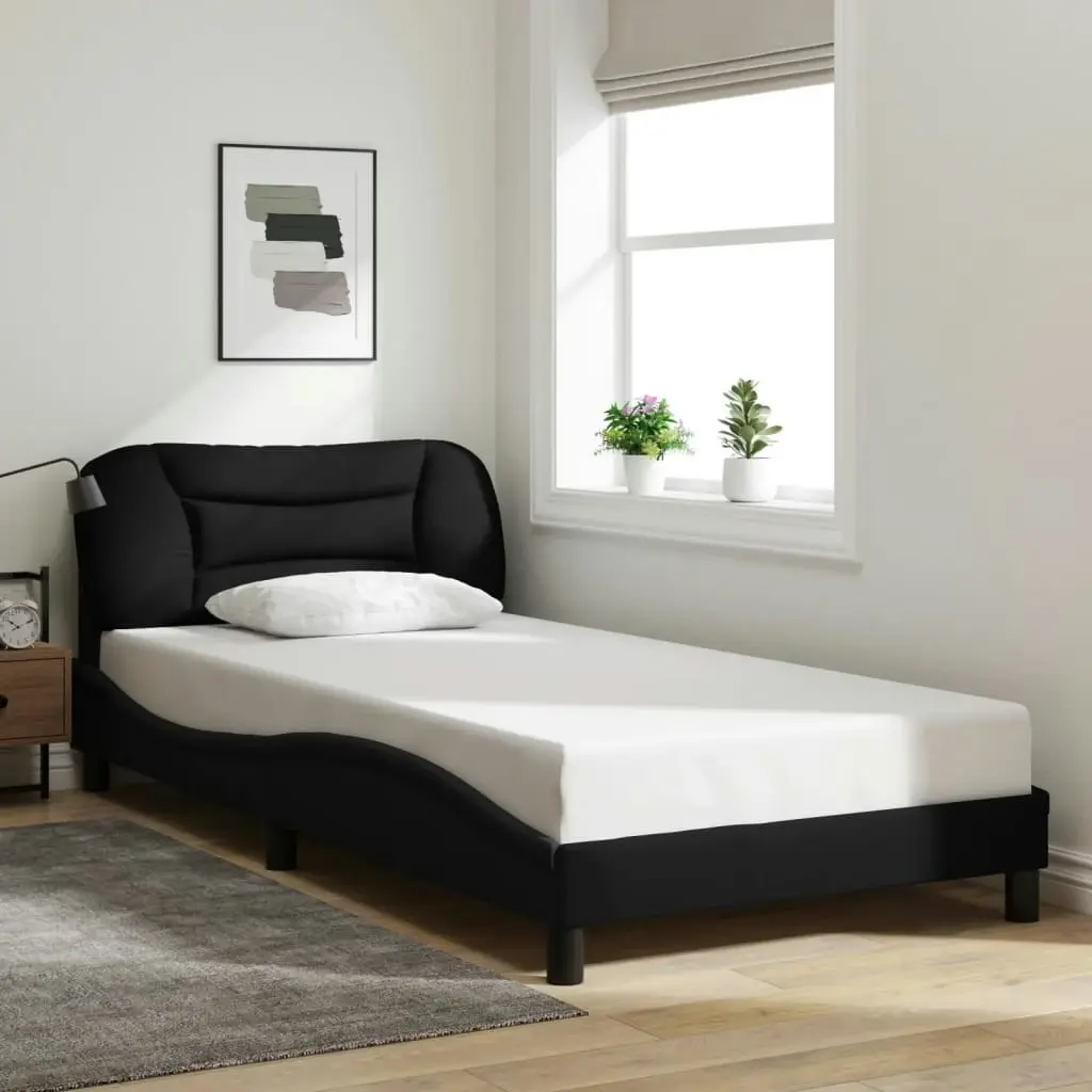 Bed Frame with Headboard Black 106x203 cm King Single Size Fabric 3208233