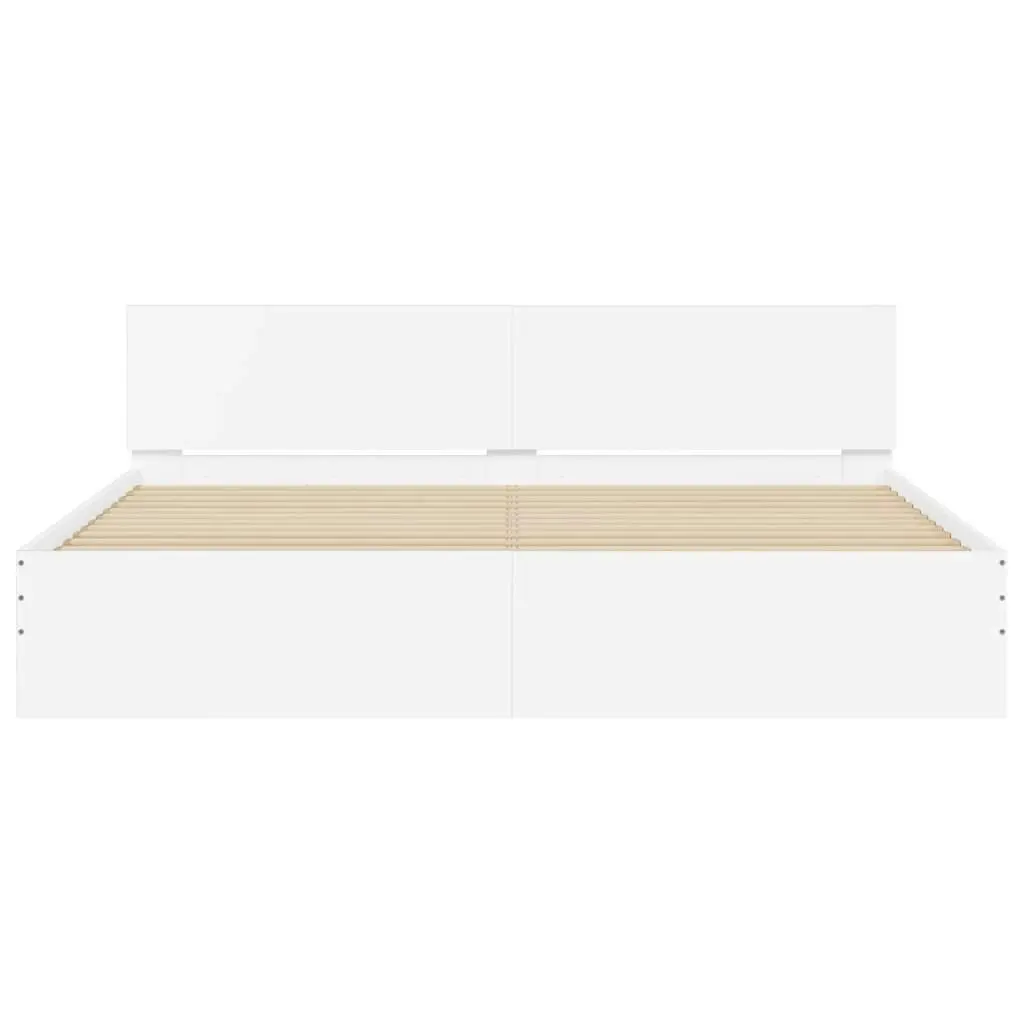 Bed Frame with Headboard and LED White 183x203 cm King Size 3207588