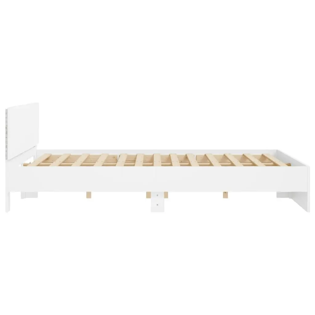 Bed Frame with Headboard and LED White 183x203 cm King Size 3207588