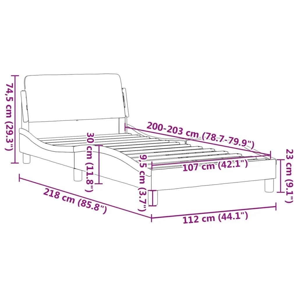 Bed Frame without Mattress Black 107x203 cm King Single Faux Leather 373315