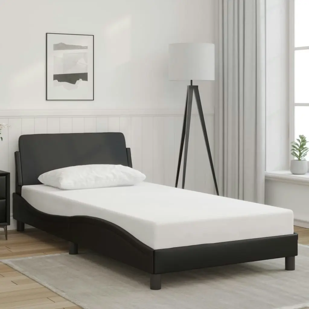 Bed Frame without Mattress Black 107x203 cm King Single Faux Leather 373315