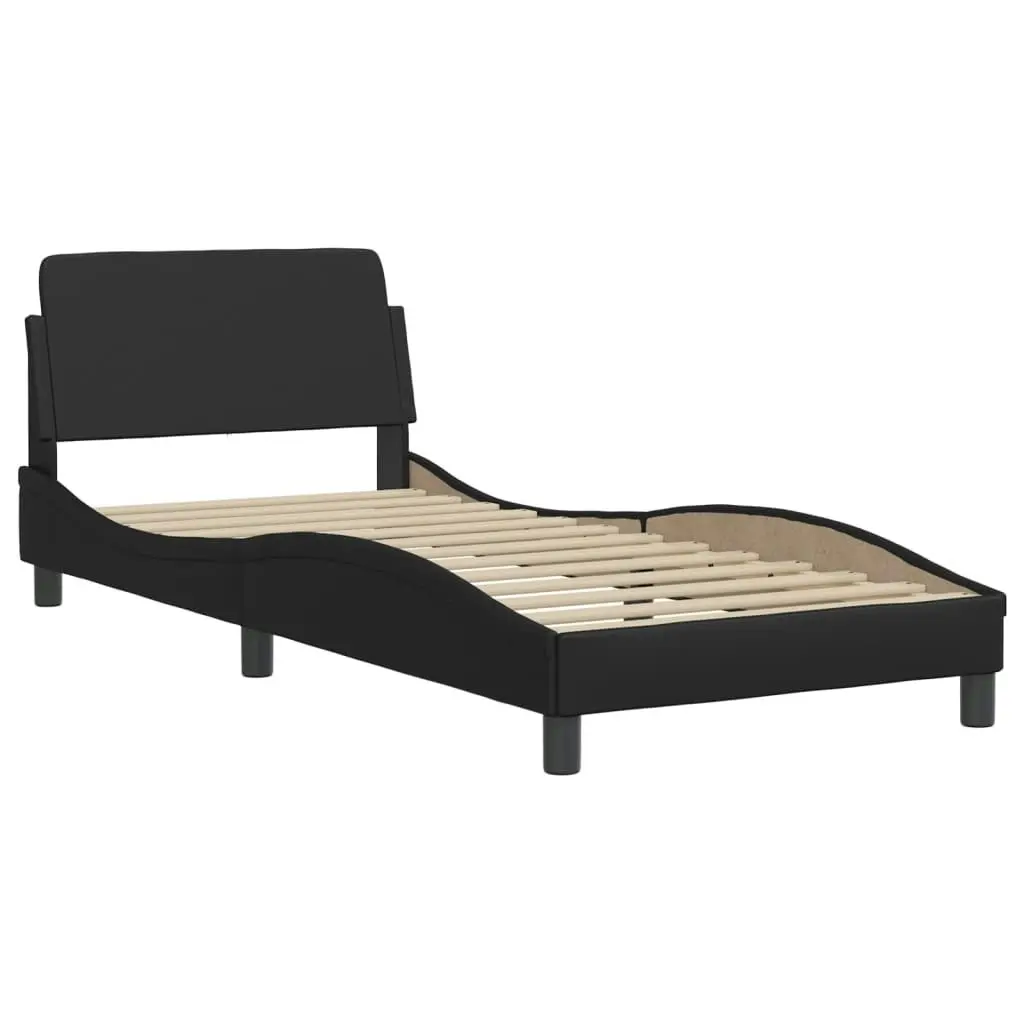 Bed Frame with Headboard Black 106x203 cm King Single Size Faux Leather 3208276