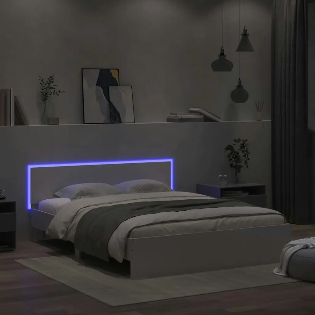 Bed Frame with Headboard and LED White 150x200 cm 3207602