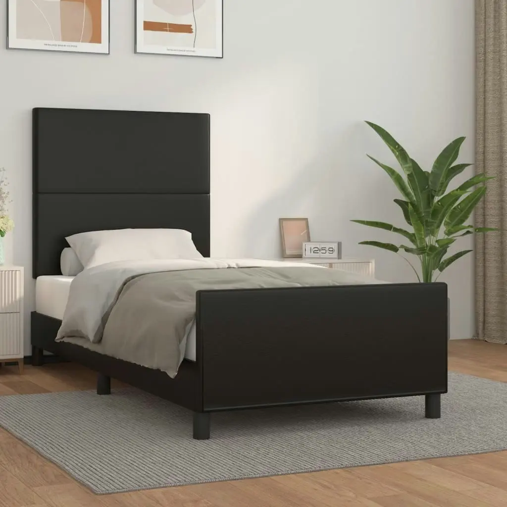 Bed Frame with Headboard Black 106x203 cm King Single Size Velvet 3283121