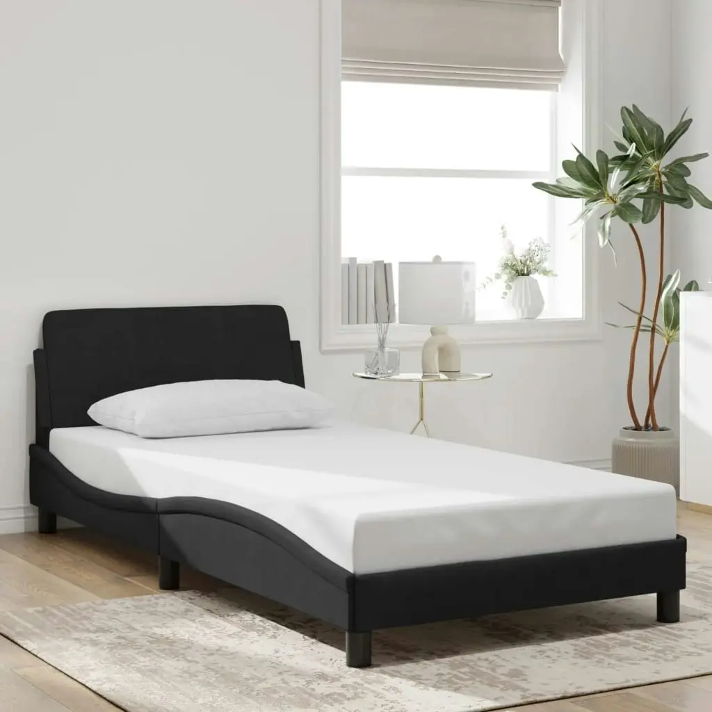 Bed Frame with Headboard Black 107x203 cm Velvet 373314