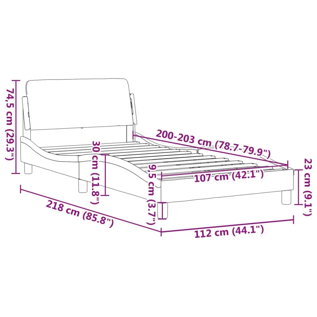 Bed Frame with Headboard Black 107x203 cm Velvet 373314