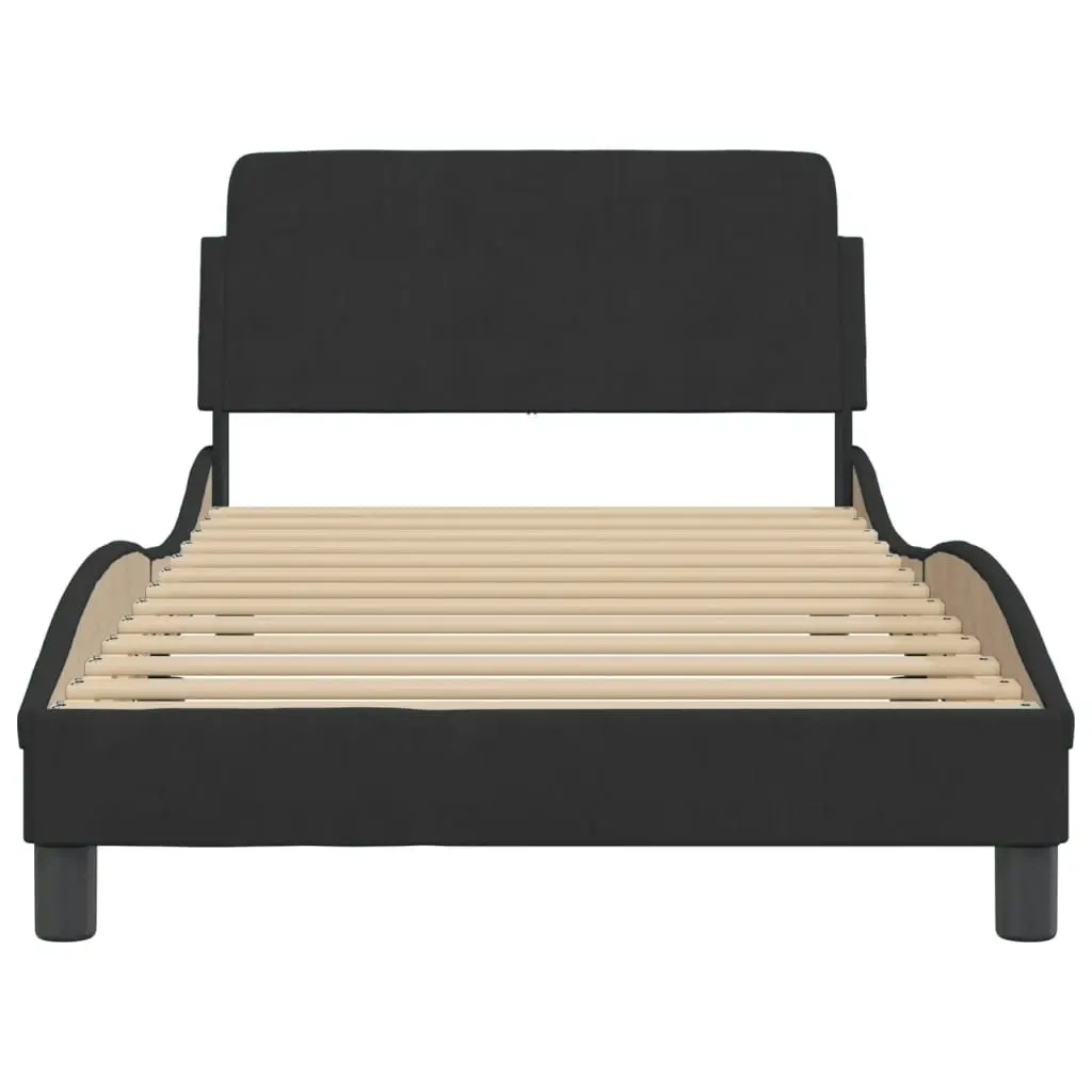 Bed Frame with Headboard Black 107x203 cm Velvet 373314