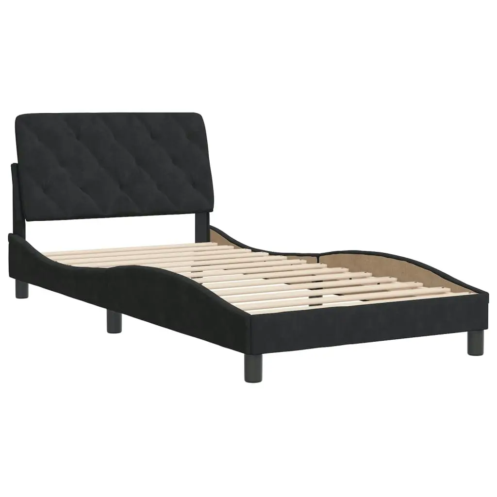 Bed Frame with Headboard Black 106x203 cm King Single Size Velvet 3208249